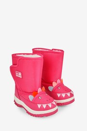 JoJo Maman Bébé Fuchsia Girls' Dino Snow Boots - Image 1 of 5