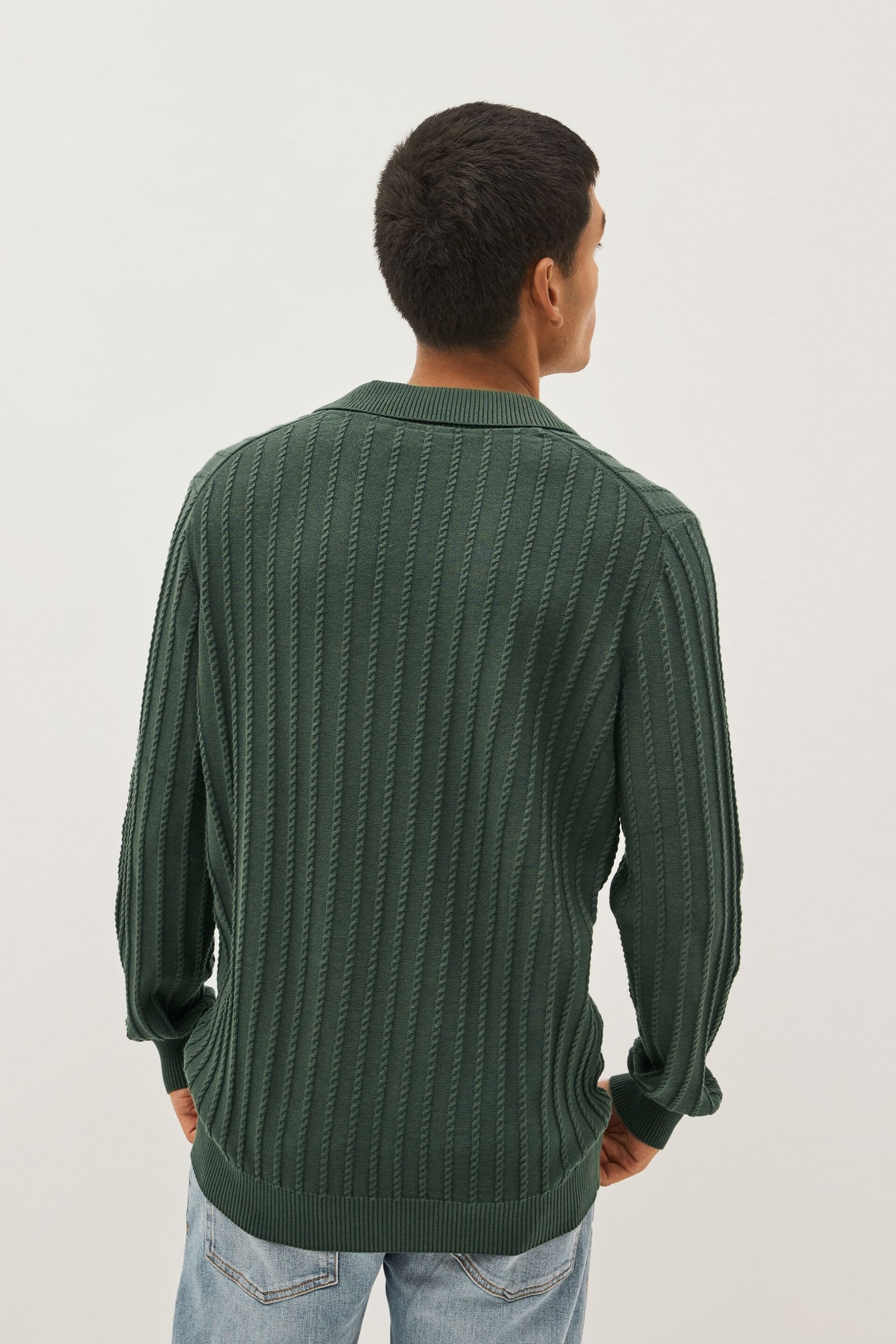 Lyle & Scott 1874 Vintage Cable Knitted Polo Jumper - Image 2 of 5