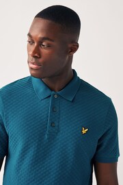 Lyle & Scott Navy Blue Grid Textured Polo Shirt - Image 1 of 4