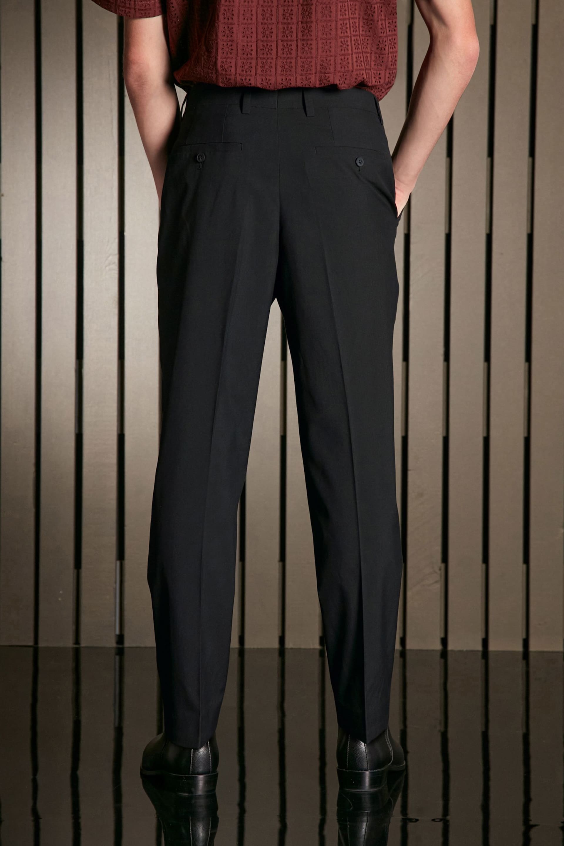 Black EDIT Oversized Tuxedo Suit Trousers - Image 2 of 9