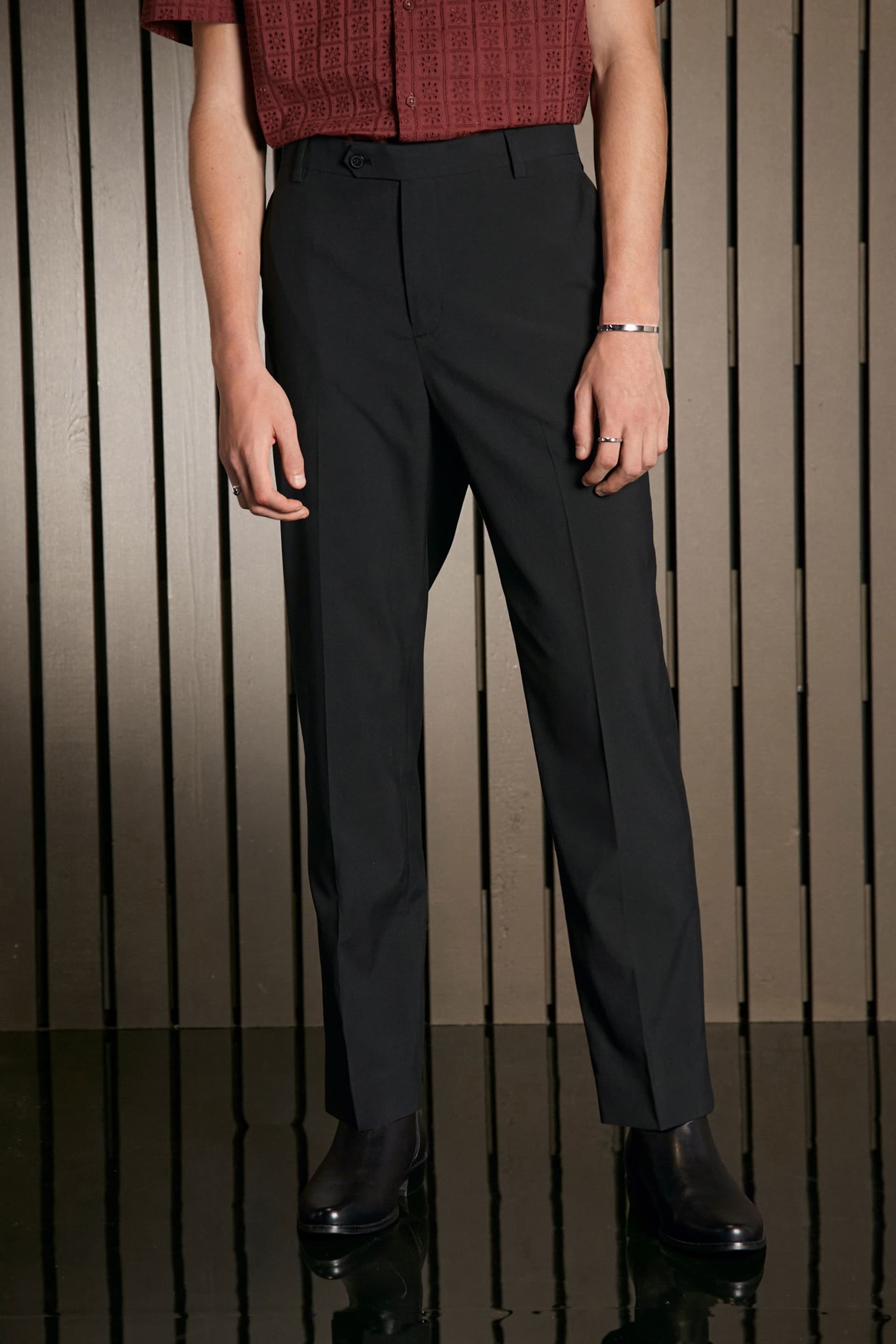 Black EDIT Oversized Tuxedo Suit Trousers - Image 3 of 9