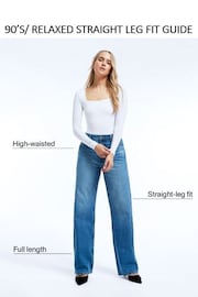 River Island Blue Curve 90s Long Straight Leg High Rise Jeans - Image 5 of 5