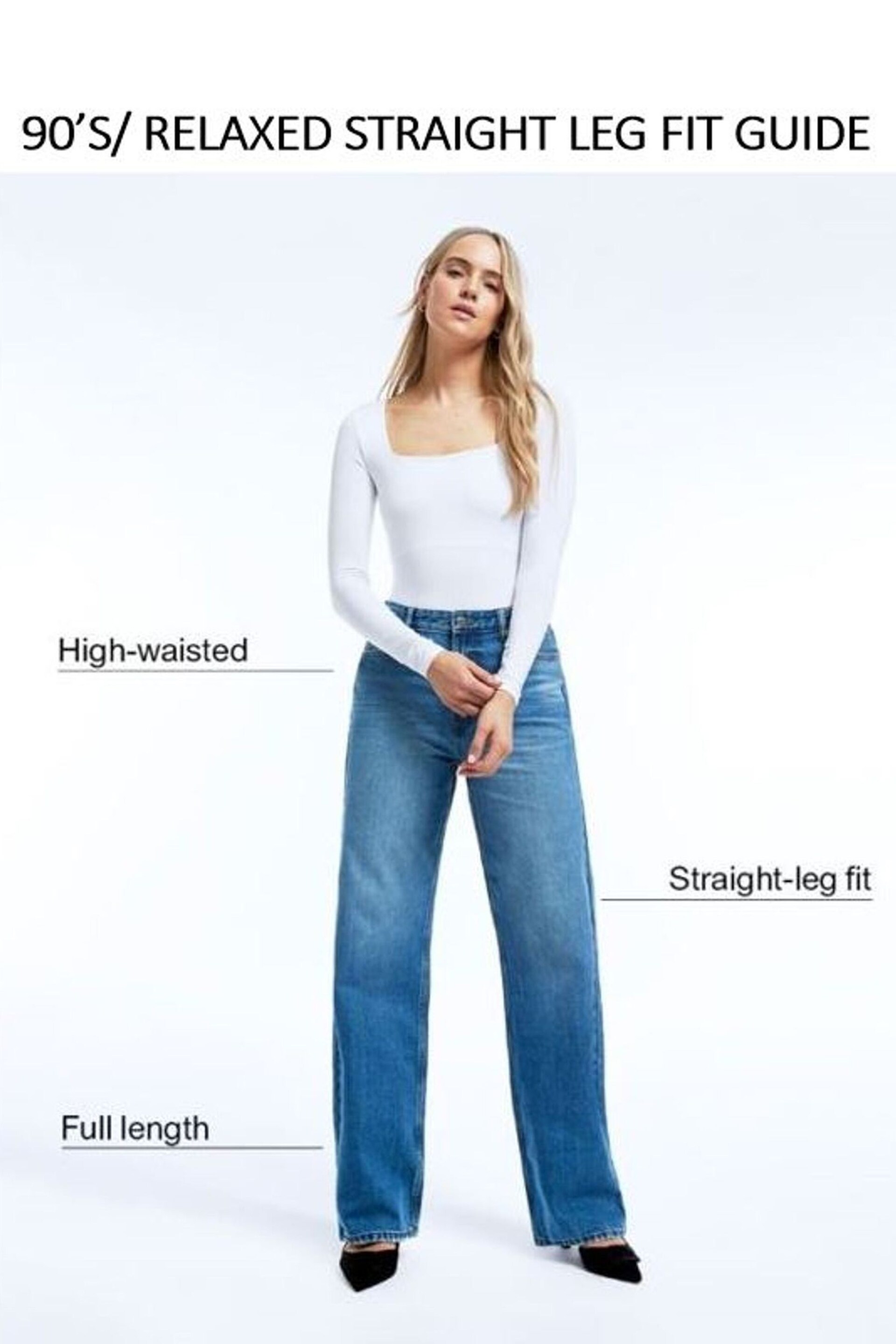 River Island Blue Curve 90s Long Straight Leg High Rise Jeans - Image 5 of 5