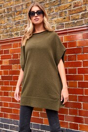 Khaki Green Lambswool Blend Knitted Poncho - Image 3 of 10