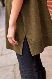 Khaki Green Lambswool Blend Knitted Poncho - Image 6 of 10