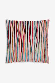 Multi Bright 59 x 59cm Cut Velvet Stripe Cushion - Image 2 of 5