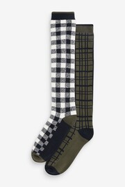 Green Check Welly Socks 2 Pack - Image 1 of 3