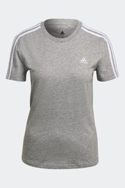adidas Grey Sportswear Essentials Slim 3-Stripes T-Shirt - Image 1 of 1