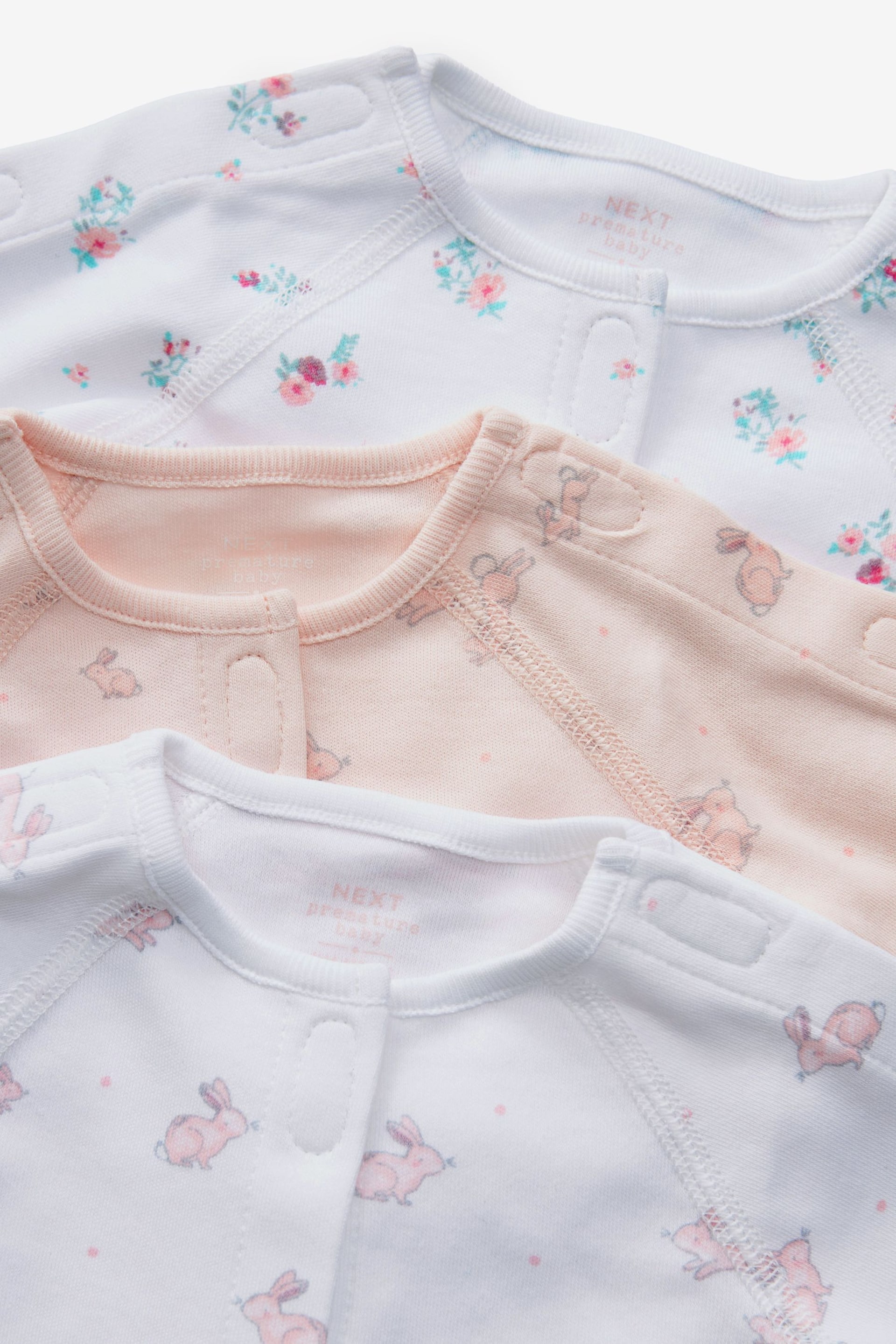 Pink Premature Baby Sleepsuits 3 Pack (0-0mths) - Image 6 of 6
