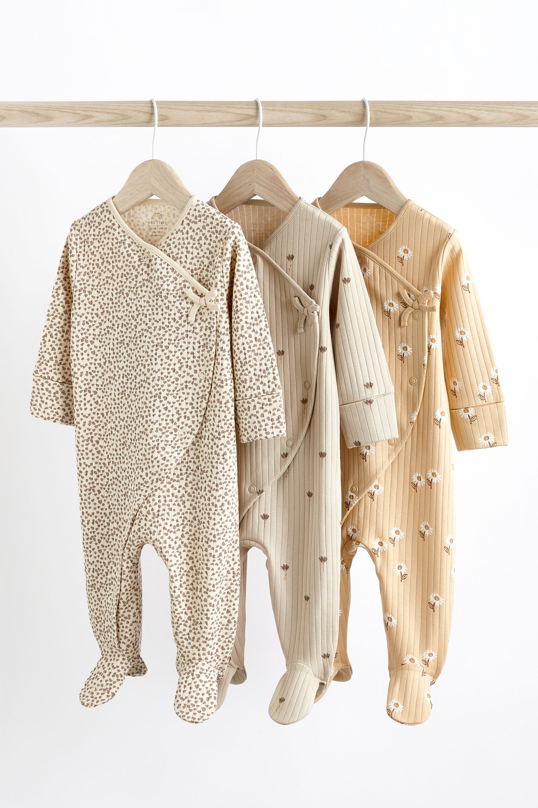 Buy Neutral Baby Wrap 100 Cotton Sleepsuits 3 Pack 0 2yrs from Next France
