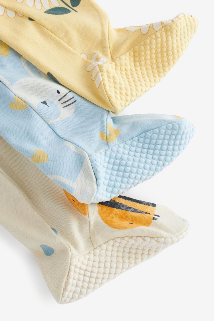 Blue/Yellow Two Way Zip Baby Sleespuits 3 Pack (0mths-2yrs) - Image 13 of 13