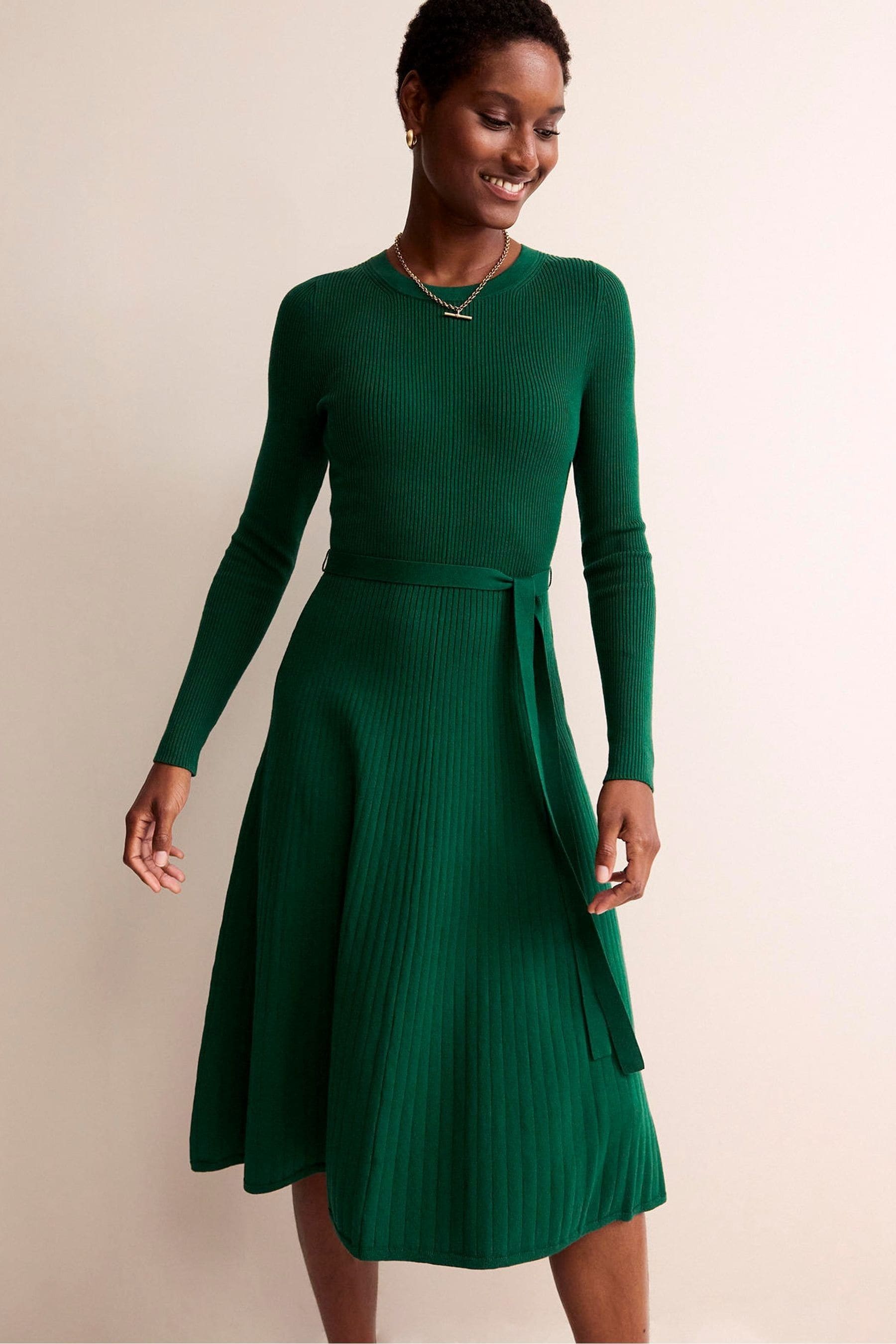 Buy Boden Green Lola Knitted Midi Dress from Next Luxembourg