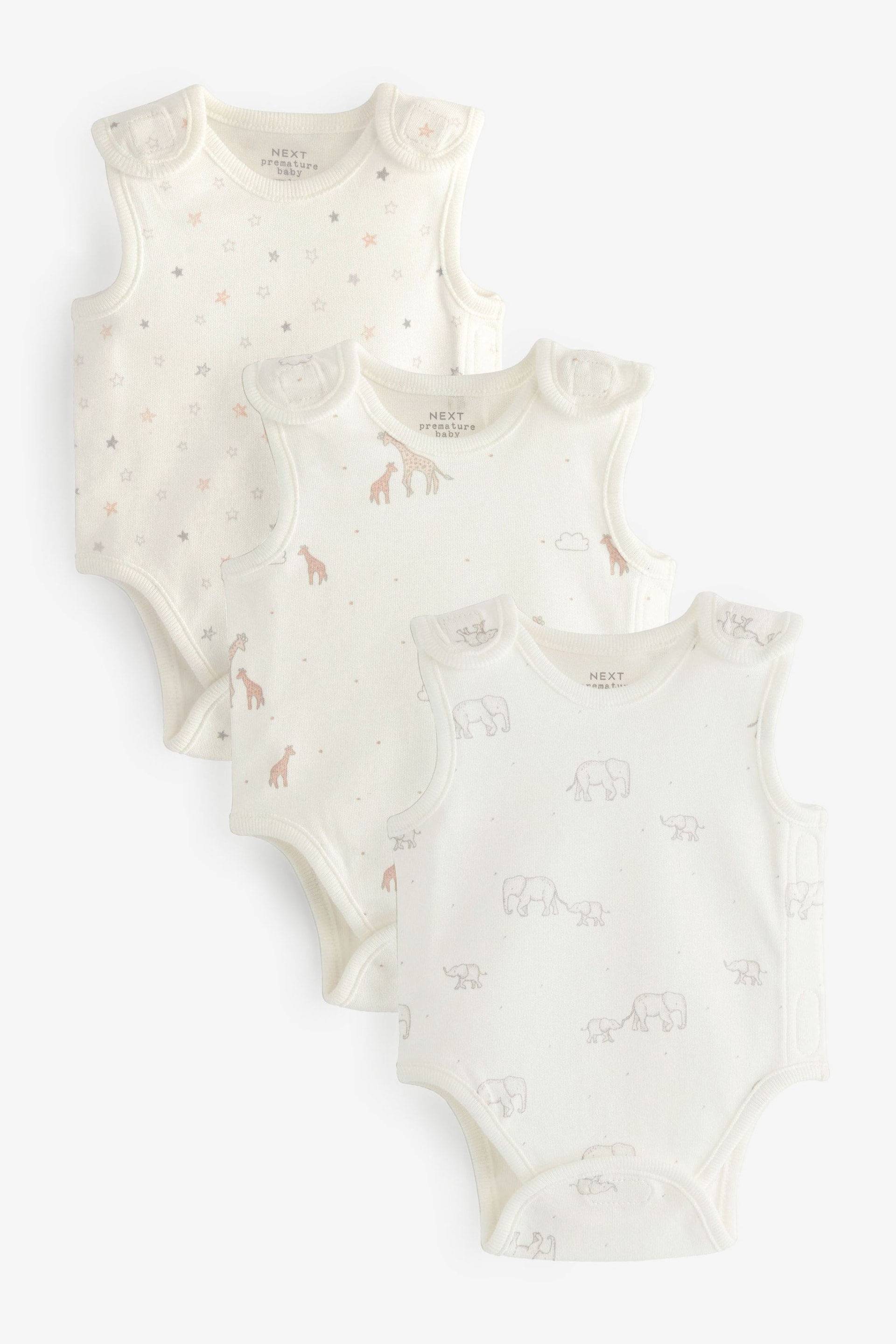 Neutral Character Premature Baby Bodysuits 3 Pack - Image 1 of 6