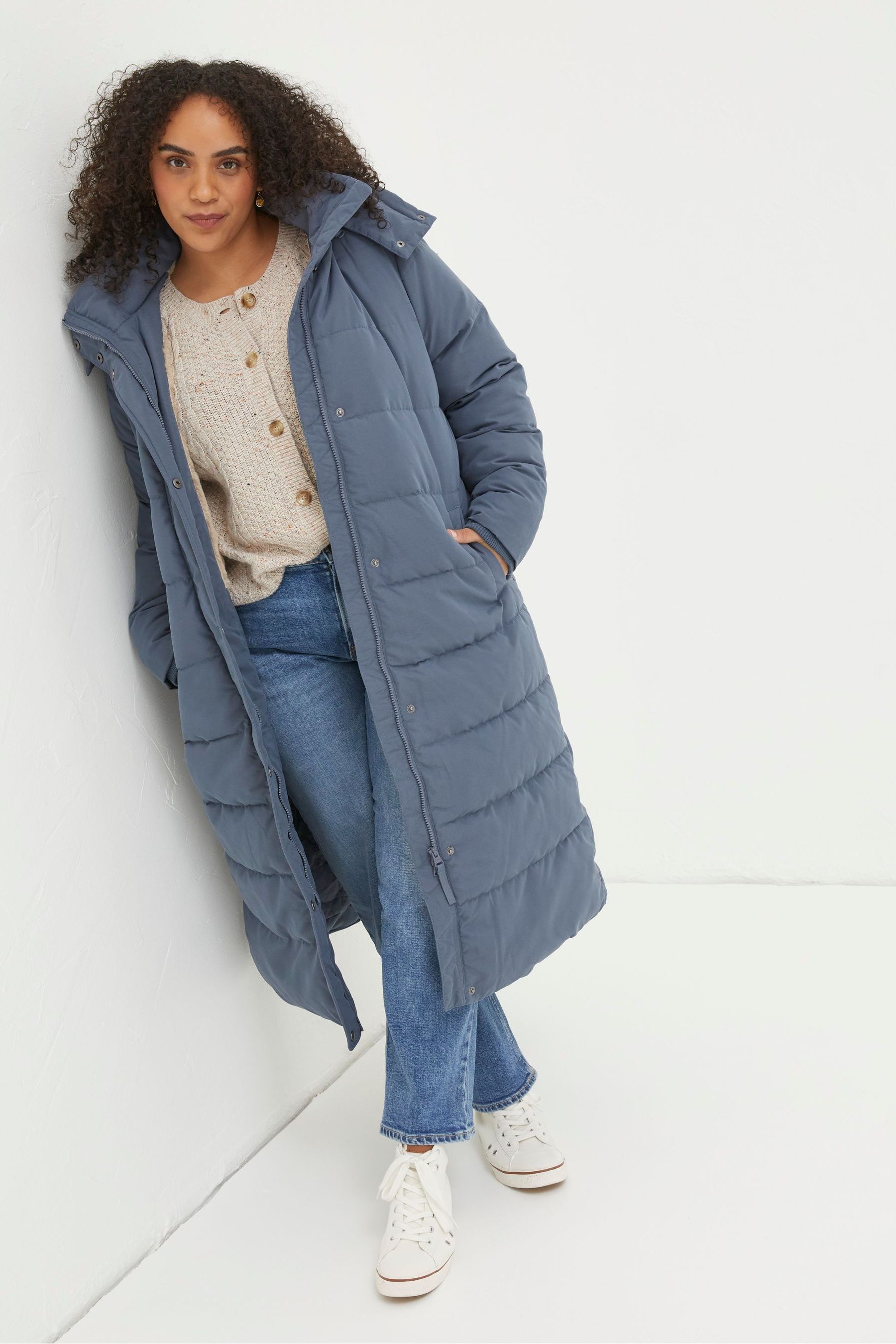 Buy FatFace Blue Harley Long Puffer Coat from Next Luxembourg