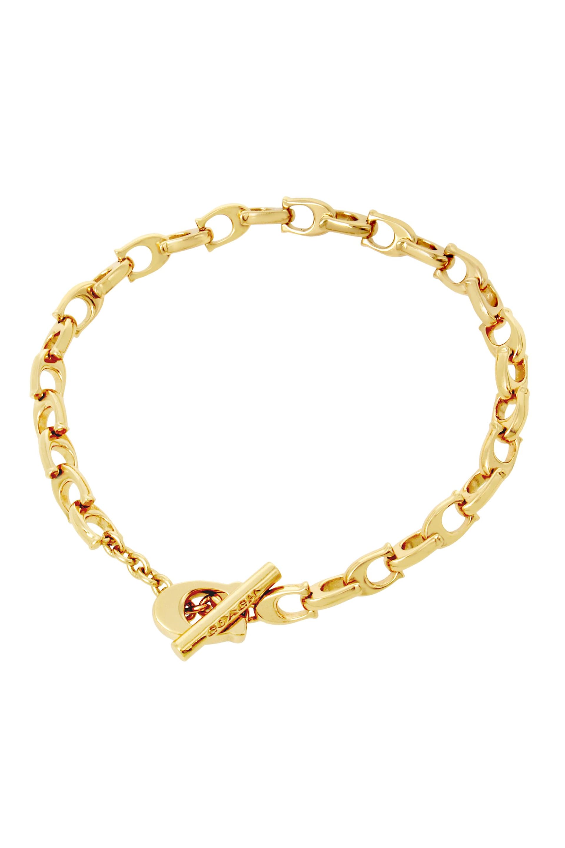 COACH Gold Tone Signature Link Bracelet - Image 1 of 3