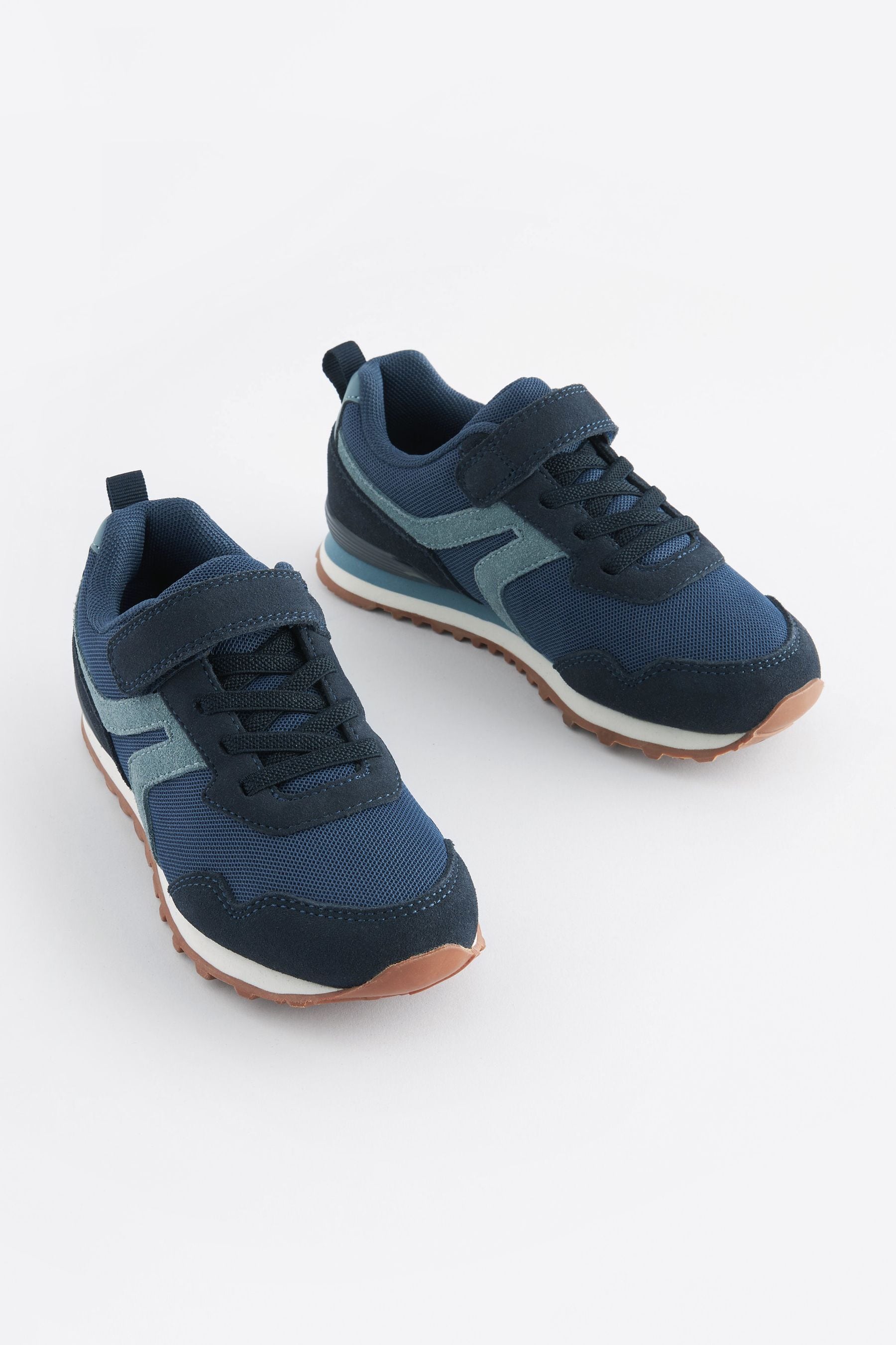 Buy Navy Blue Standard Fit F One Strap Elastic Lace Trainers from the Next UK online shop