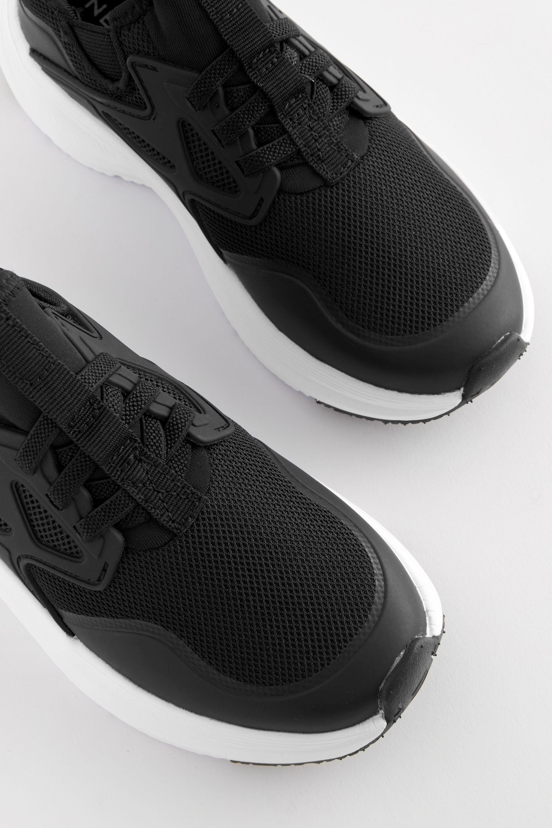 Buy Black Elastic Lace Trainers from Next Canada