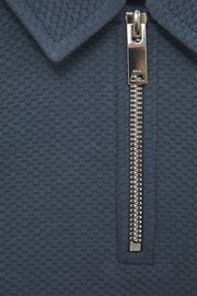 Reiss Airforce Blue Creed Junior Textured Half-Zip Polo Shirt - Image 6 of 6