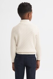 Reiss Cloud White Richmond Junior Cashmere Knitted Half-Zip Funnel Neck Jumper - Image 5 of 6