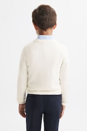 Reiss Ecru Osburn Senior Slim Fit Motif Crew Neck Jumper - Image 4 of 5