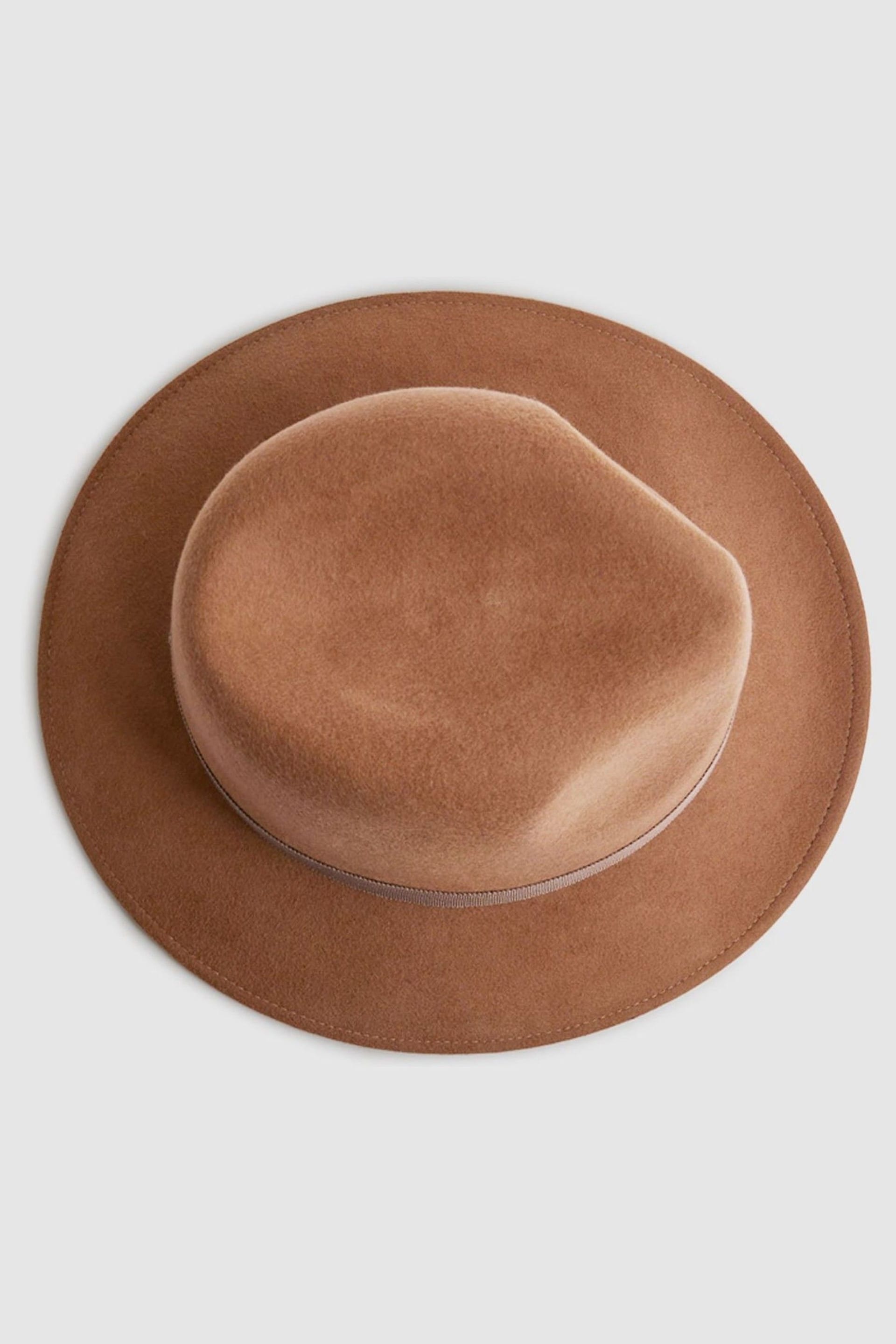 Reiss Camel Ally Wool Fedora Hat - Image 3 of 4