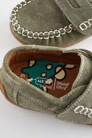 Sage Green Wide Fit (G) Leather Penny Loafers with Touch and Close Fastening - Image 5 of 5