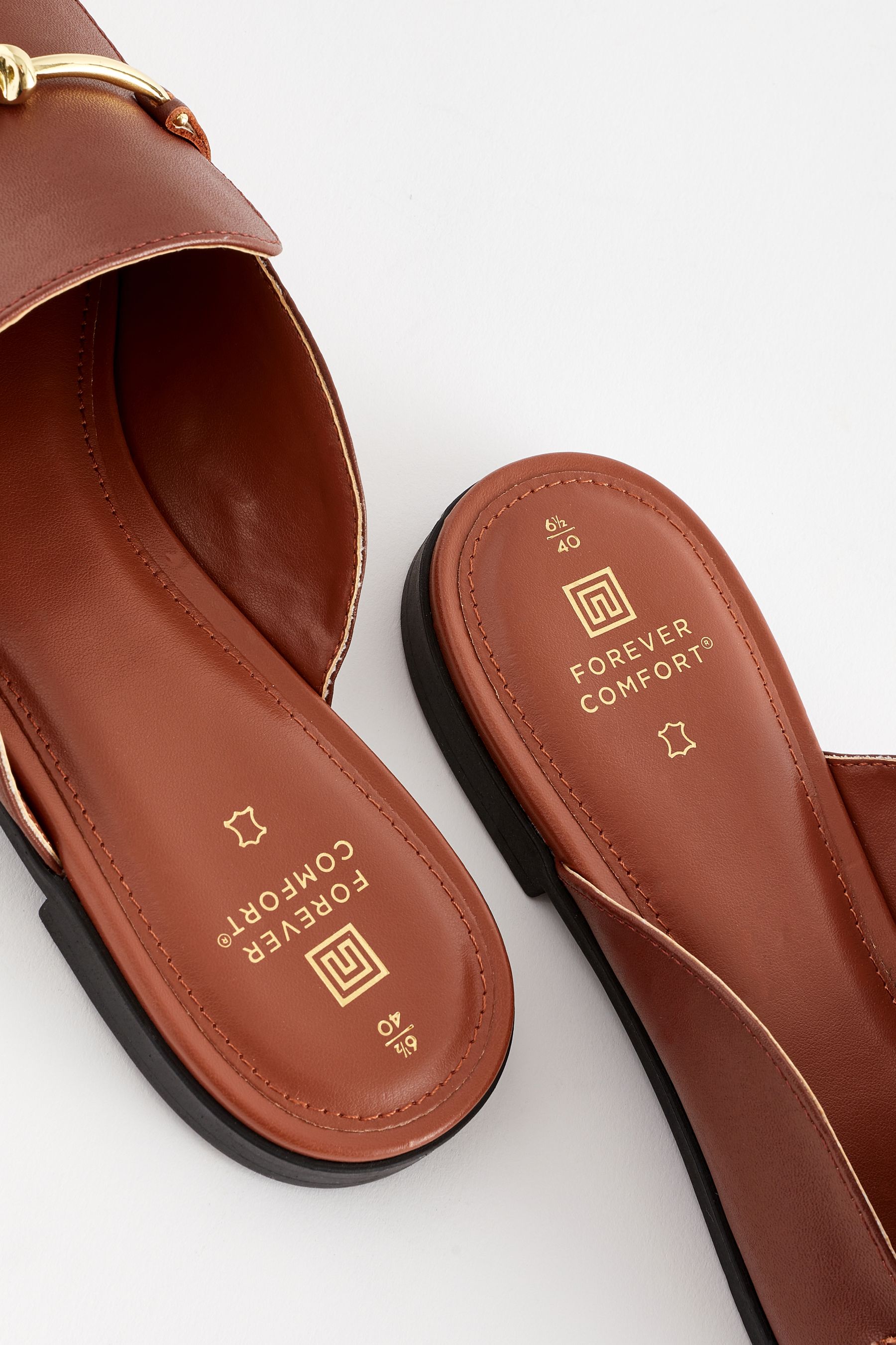 Buy Tan Brown Forever Comfort Leather Knot Mules from Next France