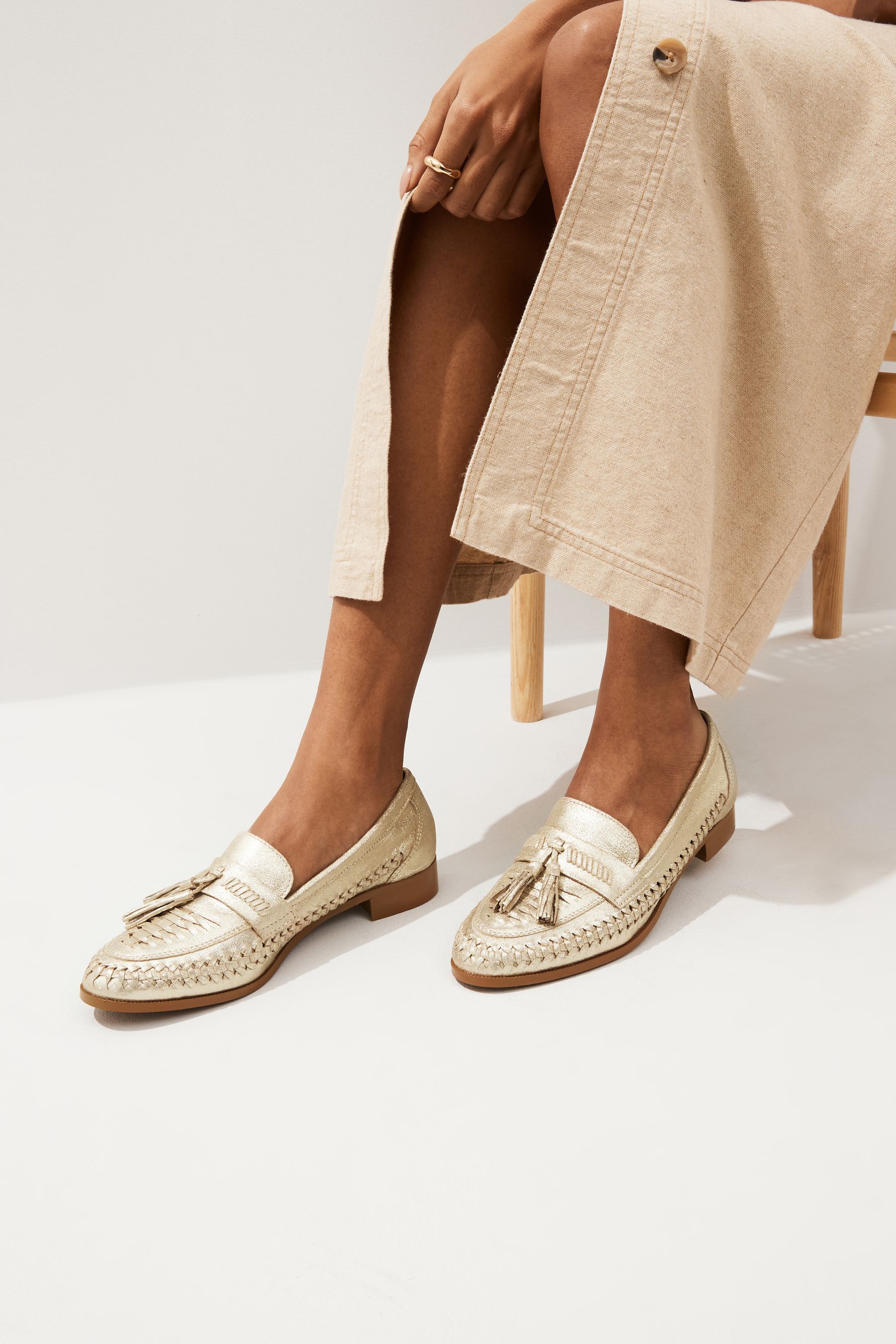 Gold tassel loafers on sale