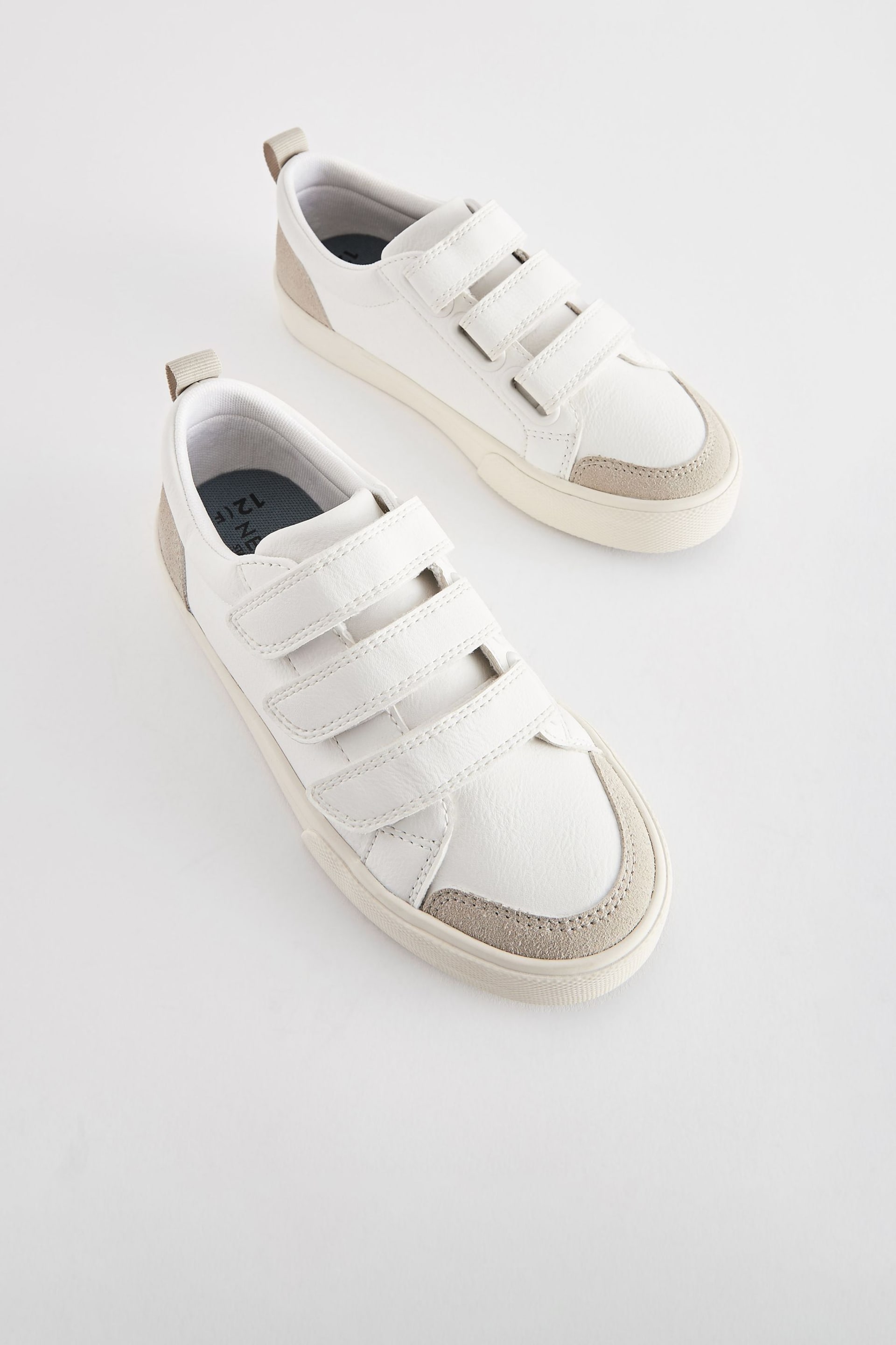 White Standard Fit (F) 3 Strap Touch Fastening Trainers - Image 1 of 5