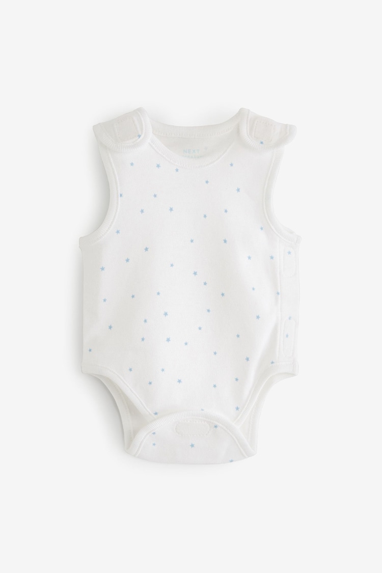 藍色 - Premature Baby 100% Cotton Vest Bodysuits 3 Pack - 圖片 2，共 6