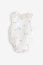 藍色 - Premature Baby 100% Cotton Vest Bodysuits 3 Pack - 圖片 4，共 6