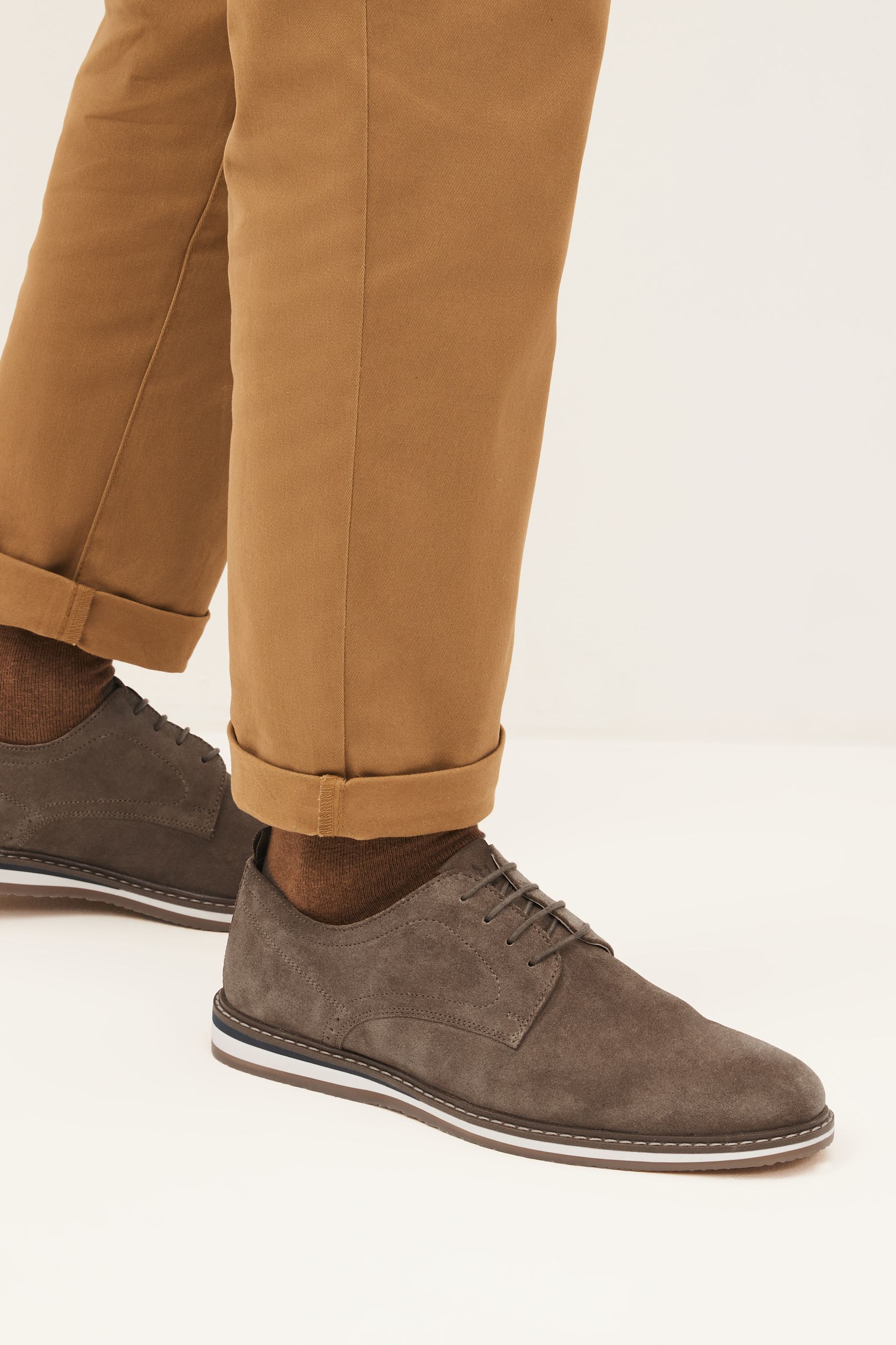 Buy Stone Brown Leather Wedge Derby Shoes from Next Luxembourg