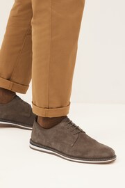 Stone Brown Leather Wedge Derby Shoes - Image 1 of 7