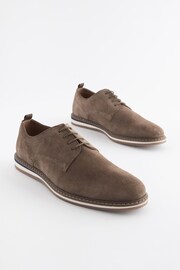 Stone Brown Leather Wedge Derby Shoes - Image 2 of 7