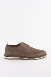 Stone Brown Leather Wedge Derby Shoes - Image 3 of 7