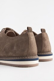 Stone Brown Leather Wedge Derby Shoes - Image 4 of 7