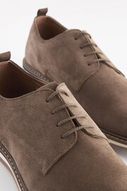 Stone Brown Leather Wedge Derby Shoes - Image 6 of 7