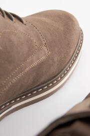 Stone Brown Leather Wedge Derby Shoes - Image 7 of 7