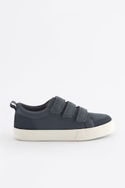 Navy Blue Wide Fit (G) 3 Strap Touch Fastening Trainers - Image 2 of 5