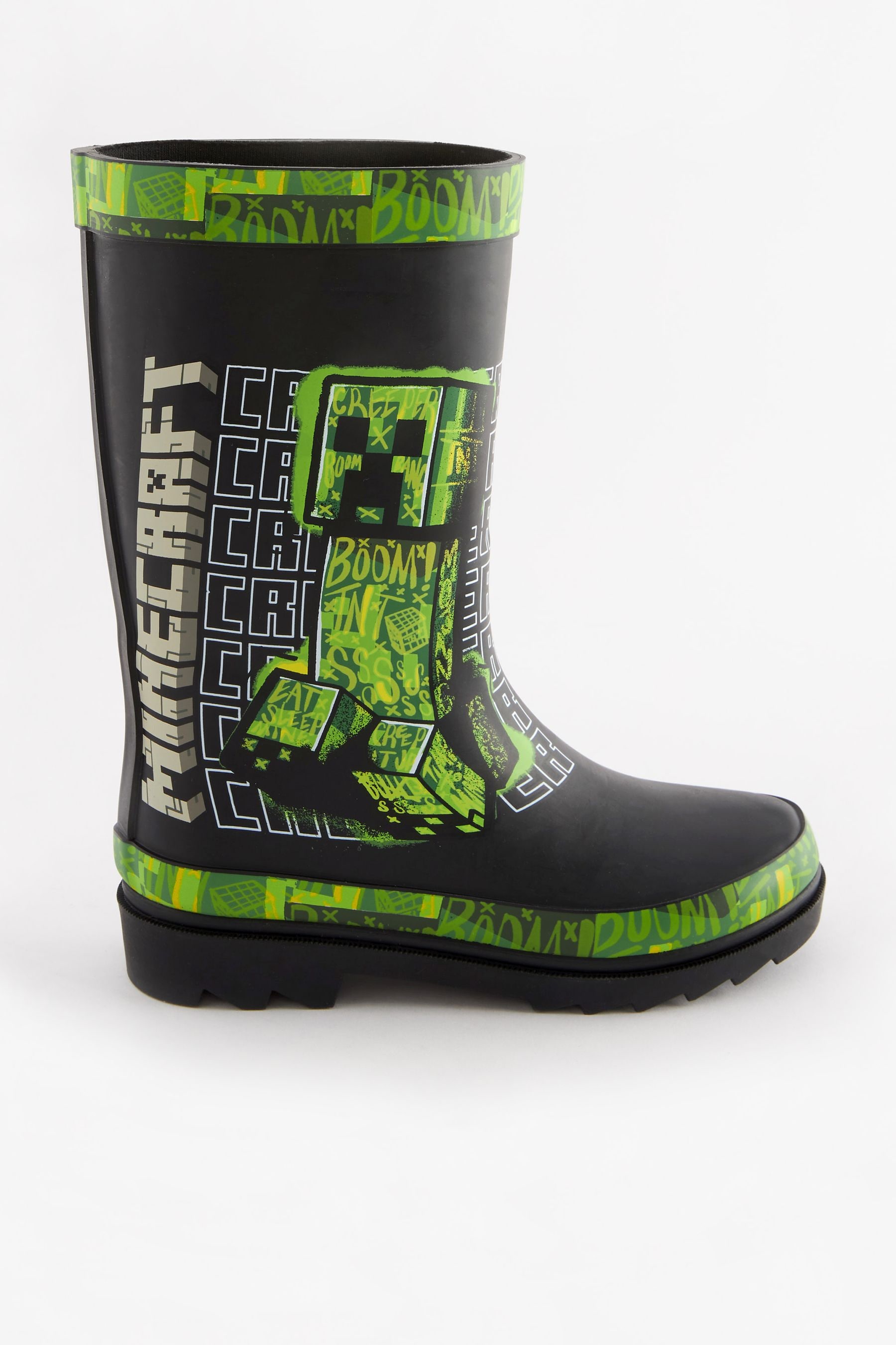 Buy Minecraft Green Black Rubber Wellies from Next Luxembourg
