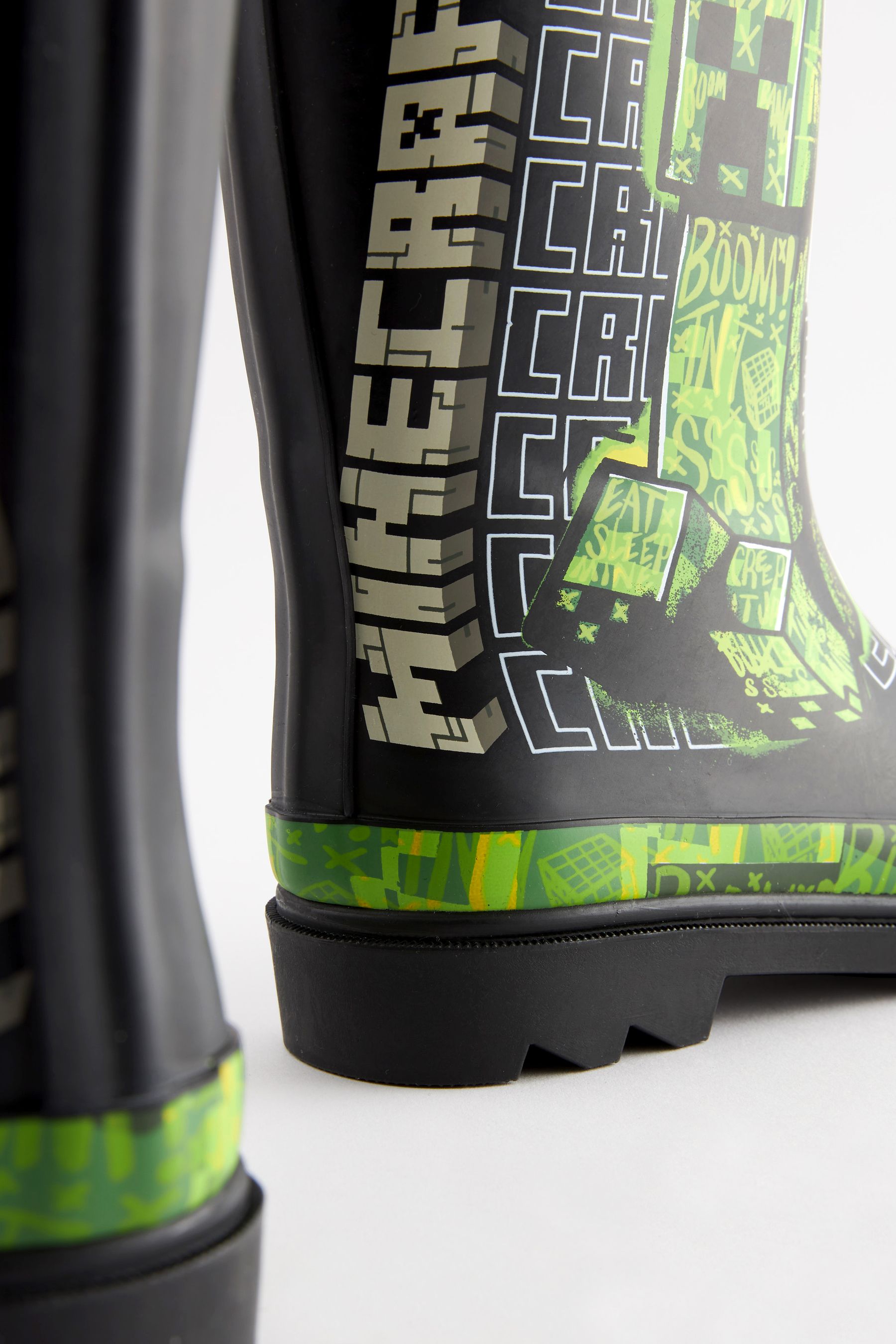 Buy Minecraft Green Black Rubber Wellies from Next Luxembourg