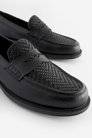 Black Weave Detail Loafers - Image 3 of 6