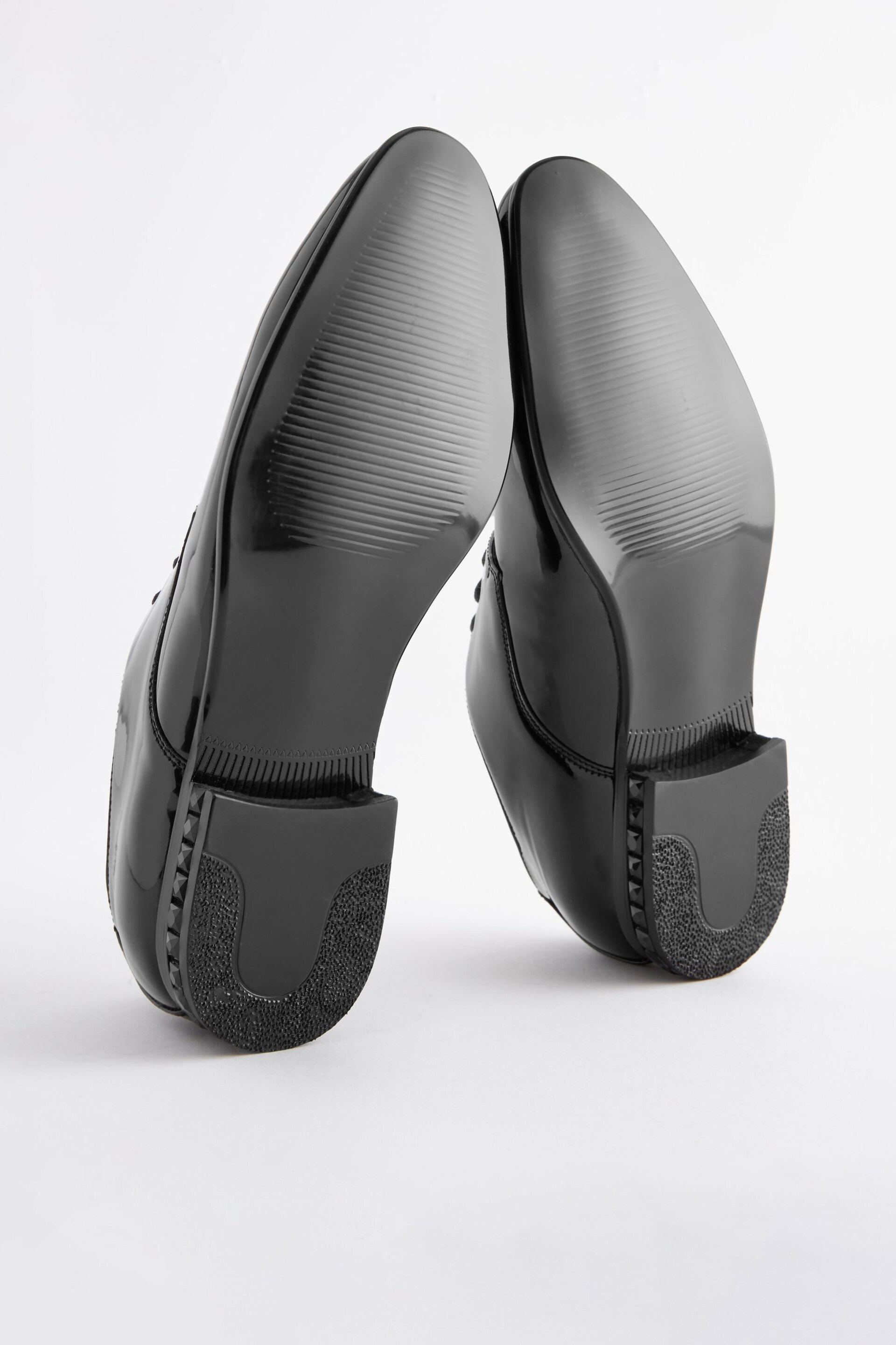 Black High Shine Jewel Trim Patent Derby Shoes - Image 3 of 5