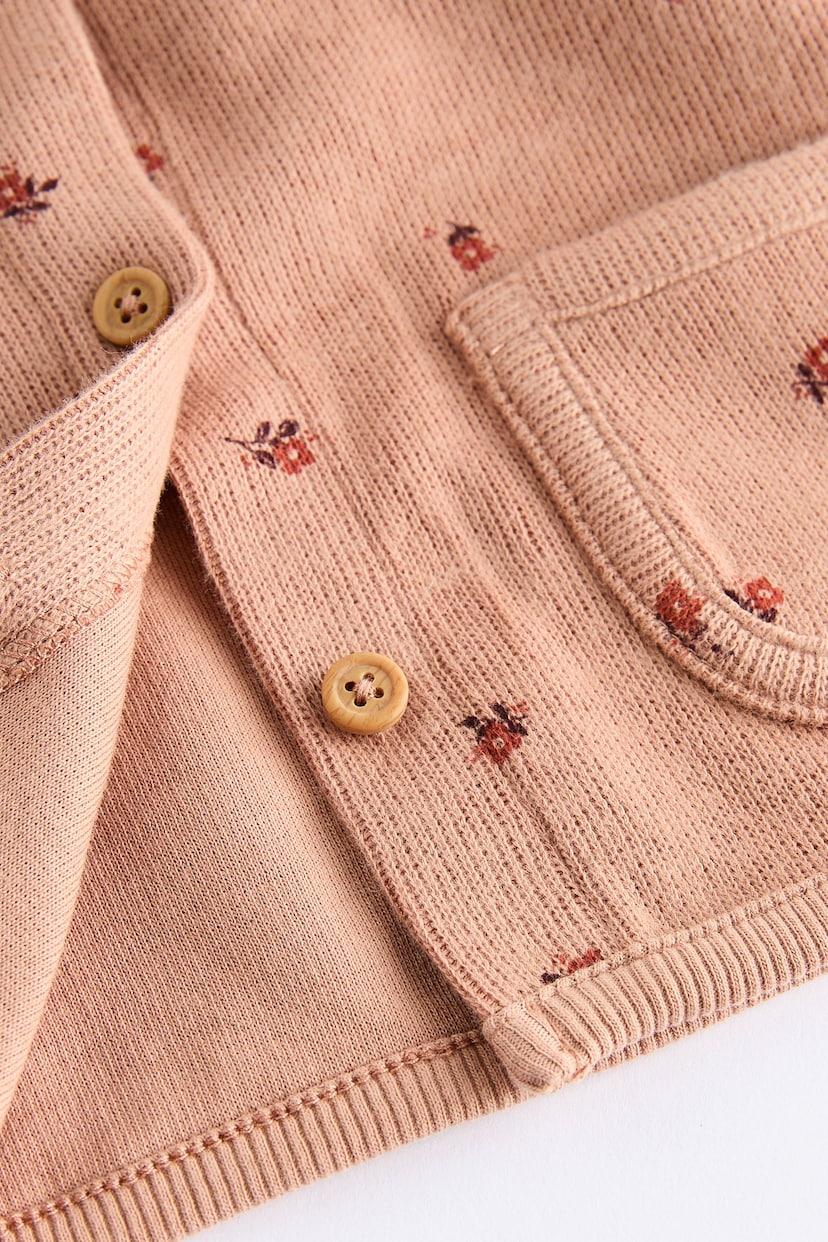 Rust Brown Floral Ditsy Baby Knitted Cardigan (0mths-3yrs) - Image 7 of 7