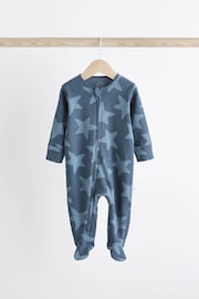 Navy Blue Star Baby Zip Sleepsuits 3 Pack (0mths-2yrs) - Image 3 of 10