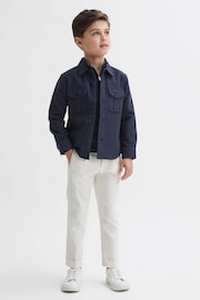 Reiss Eclipse Blue Thomas Junior Brushed Cotton Patch Pocket Overshirt - Image 4 of 6