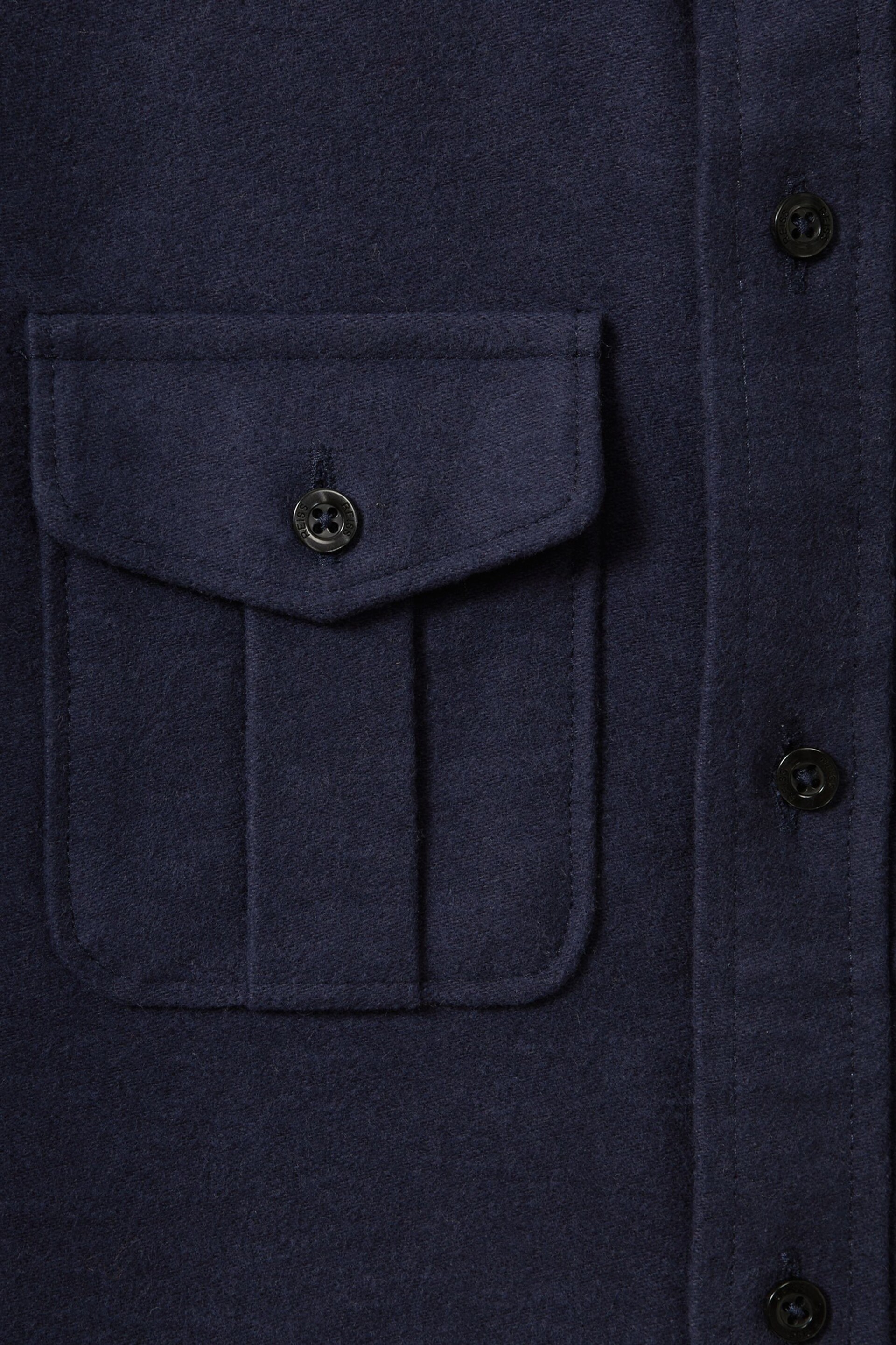 Reiss Eclipse Blue Thomas Junior Brushed Cotton Patch Pocket Overshirt - Image 6 of 6