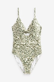 Cream/Khaki Green Leopard Cutout Tummy Shaping Control Swimsuit - Image 6 of 6