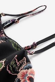 Black Floral Ruffle Bandeau Bikini Top - Image 7 of 7