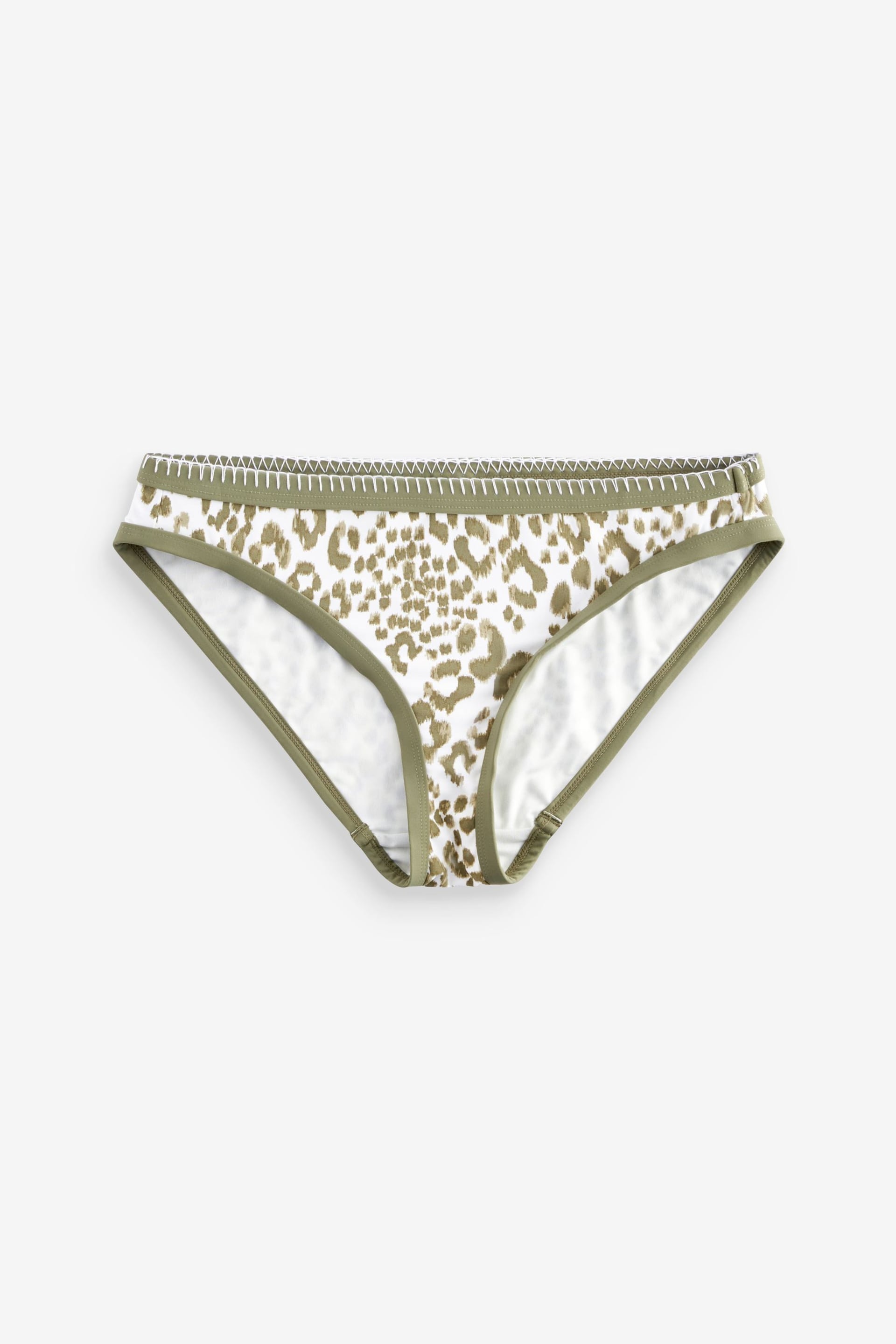 Khaki Green Animal Print High Leg High Leg Bikini Bottoms - Image 5 of 5